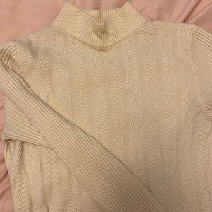 Mock neck ribbed knit sweater